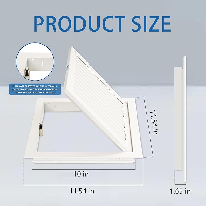 11.5 x 11.5 Louvered Access Panel with Elephant Trunk Latch - Access Panel with Vent - White Aluminum - Inside Dimensions: 10 x 10 inch