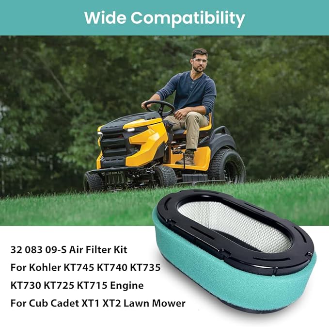 7000 Maintenance Kit 32 083 09-S Air Filter with Oil-Fuel Filter Spark Plugs for Kohler KT725 KT735 KT740 KT745, 32 883 09-S1 Tune Up Kit for Cub Cadet XT1 XT2 Lawn Mower 19HP-26HP Engine MTD Parts