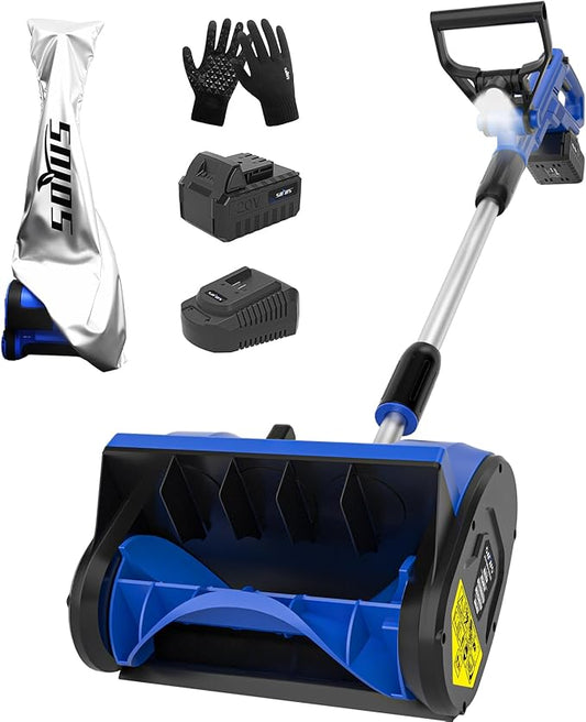 SOYUS Electric Snow Shovel Cordless, 20V 12-Inch Electric Snow Blower, Snow Shovel for Driveway with Handle LED Light and Directional Plate (1x4.0Ah Battery, Charger and Cover Included)
