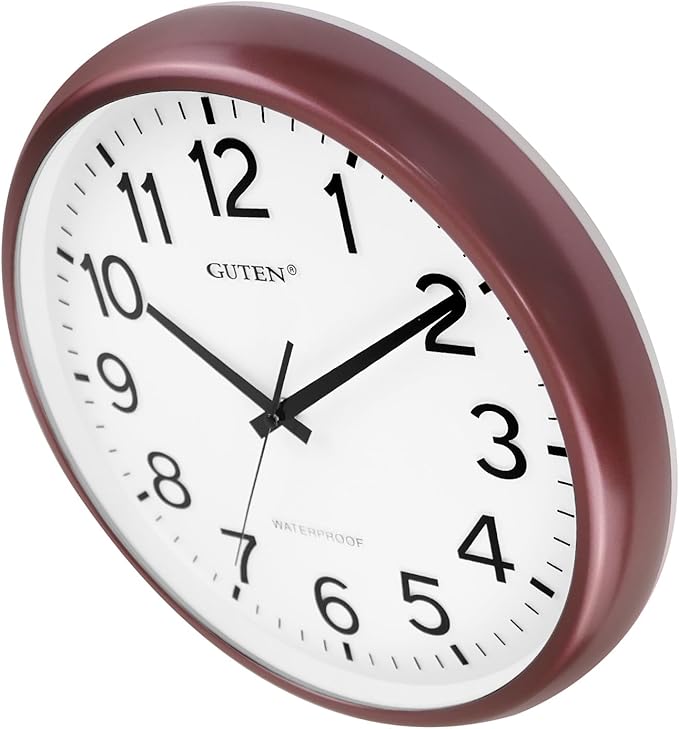 Caysie 16 Inch Sealed Large Outdoor Clock Waterproof, Silent Battery Operated Weatherproof Wall Clocks for Pool Patio Outside Home (Brown)