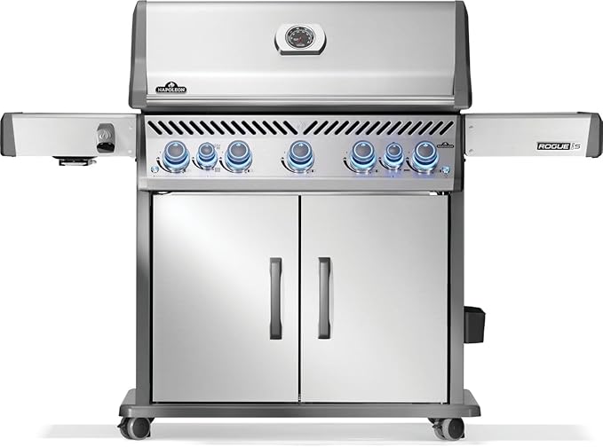 Napoleon Rogue PRO-S 625 Propane Gas Grill with Infrared Side and Rear Burners, Stainless Steel, Durable 7-Burner Ultimate Grilling Experience
