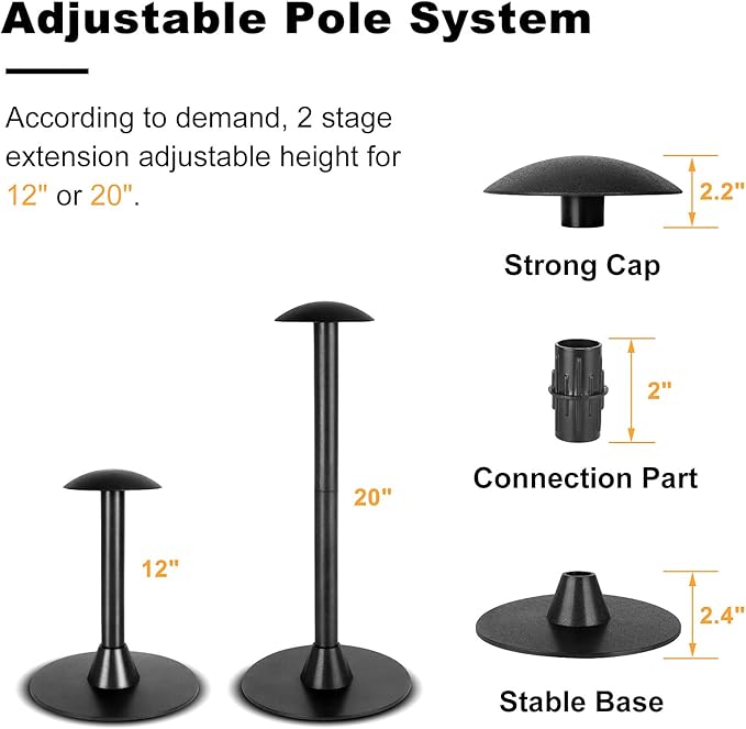 TBTeek Outdoor Patio Furniture Set Covers Support Pole System, Adjustable Pole System for 12'' or 20'' inch, Prevent Water Pooling and Collecting Debris, Fits All Patio Furniture Set Covers