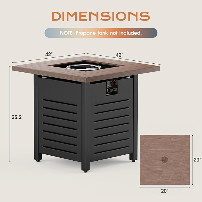 28'' Propane Fire Pit Table – 50,000 BTU Outdoor Gas Fire Pit for Patio, Deck, and Garden, CSA Certified Multipurpose Fire Table with Cover and Lava Rock
