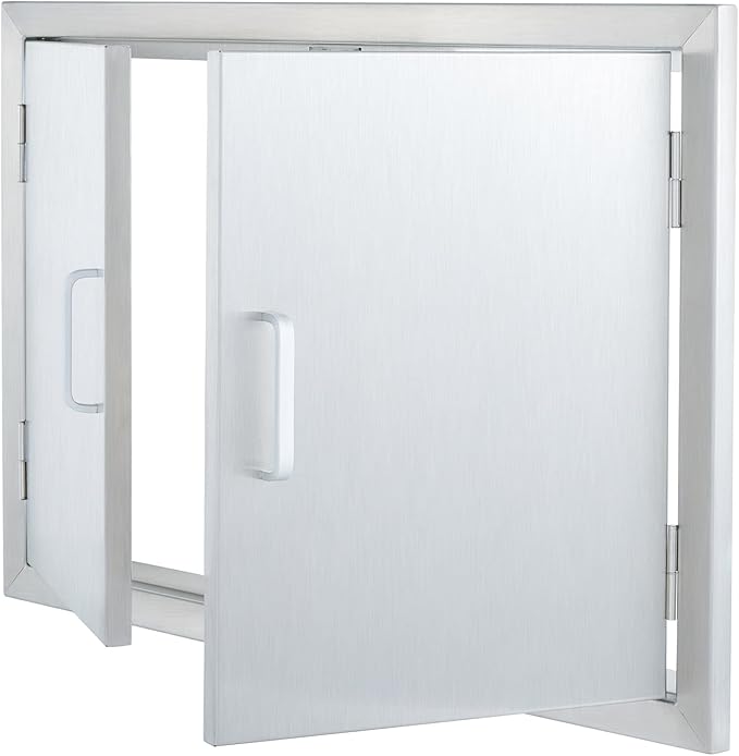 CO-Z Outdoor Kitchen Doors, 28" W x 19" H Weatherproof 304 Stainless Steel Built in BBQ Double Access Door for Outside Kitchen Commercial Grilling Station Barbeque Oven Island Storage Cabinet Door
