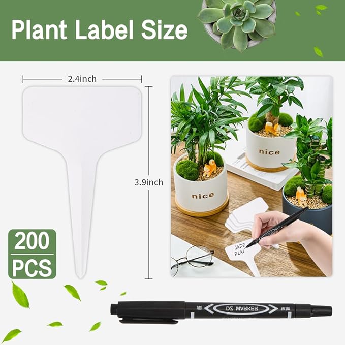 200pcs Plant Labels, Garden Markers Signs, Outdoor Waterproof Stakes, 4 Inch Plastic Tags for Seedlings, Gardening Supplies, Greenhouse Accessories, Nursery