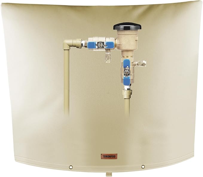 Backflow Preventer Pipe Insulation Cover (5°F) - Irrigation Sprinkler Valve Insulated Pouch - Water Well Pump Cover - Sturdy 5 Layers for Winter Freeze Protection, 36" W x 30" H, Beige