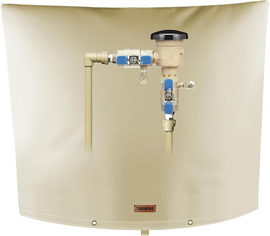 Backflow Preventer Pipe Insulation Cover (5°F) - Irrigation Sprinkler Valve Insulated Pouch - Water Well Pump Cover - Sturdy 5 Layers for Winter Freeze Protection, 22" W x 20" H, Beige