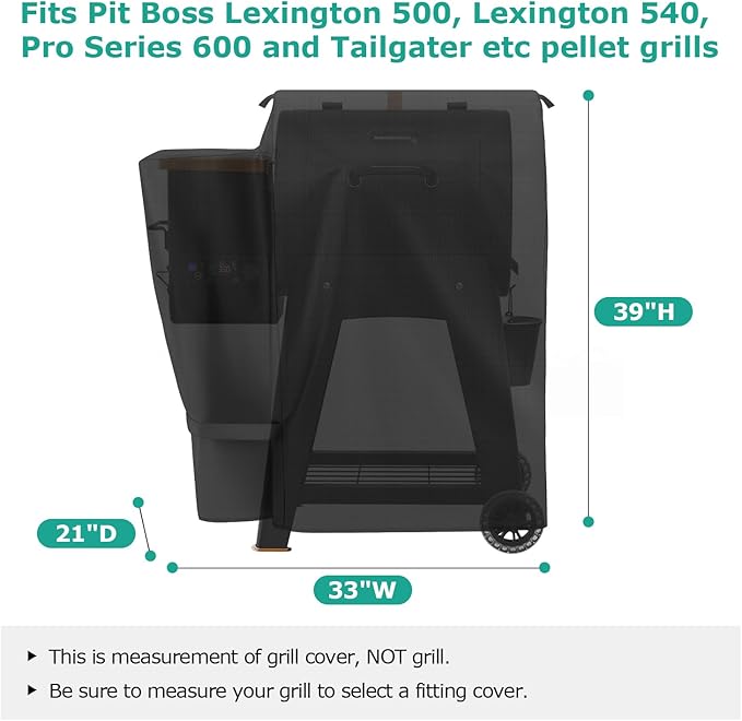 SunPatio Grill Cover Compatible with Pit Boss Lexington 500, Lexington 540, Pro 600 and Tailgater, Durable Waterproof Wood Pellet Grill Cover, UV & Fade Resistant Outdoor BBQ Smoker Protector