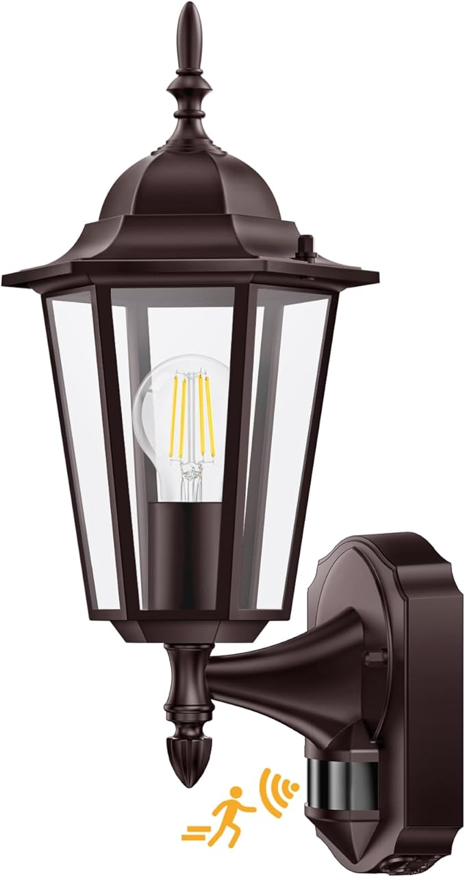 Lamomo Motion Sensor Outdoor Lights, Upgrade Dusk to Dawn Bronze Outdoor Light Fixture Wall Mounted, 100% Anti-Rust Aluminum Waterproof Porch Lights for Patio Front Door Garage