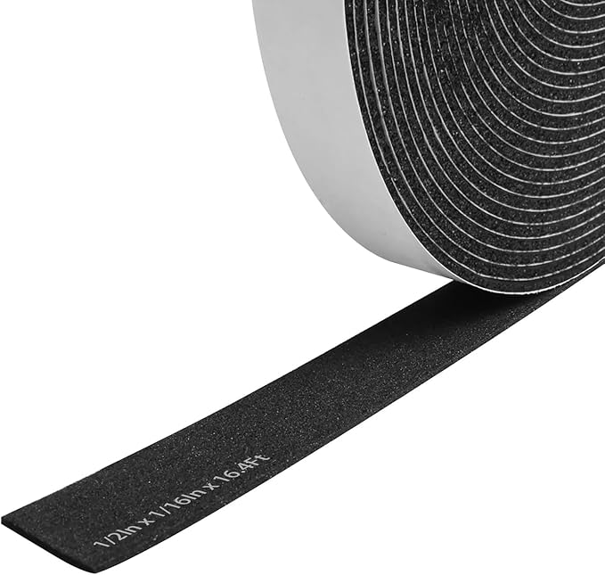 Storystore Foam Insulation Tape Self Adhesive, 1/2In x 1/16In x 16.4Ft Weather Stripping for Doors and Windows, Sound Proof Soundproofing Door Seal, Weatherstrip, Air Conditioning Seal Strip