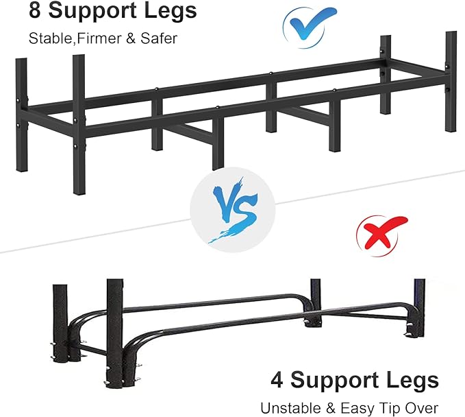4ft Outdoor Indoor Firewood Rack Holder for Fireplace Wood Storage, Adjustable Stacker Stand, Heavy Duty Fire Logs Stand Stacker Holder for Fireplace Metal Lumber Storage Carrier Organizer