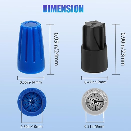 30PCS Waterproof Wire Electrical Connectors 22AWG-12AWG, Outdoor Seal Electrical Twist Nuts Caps Cable Terminal Connector for Landscape Light, Irrigation Valves, Wet Location Installation, Black&Blue