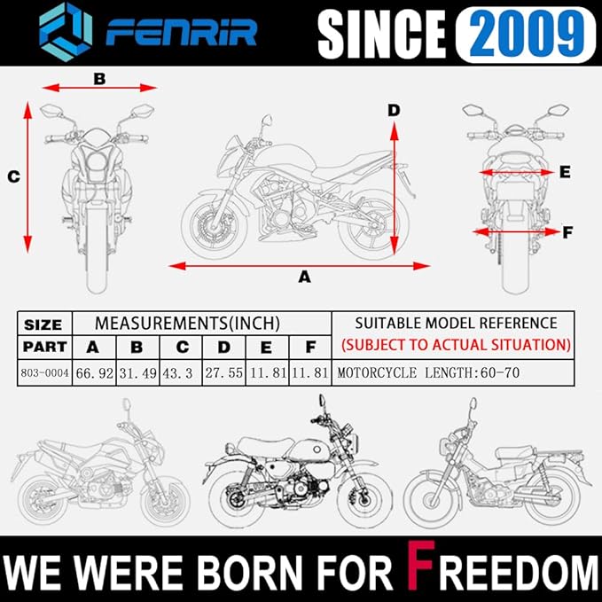 Fenrir 170CM Minimoto Motorcycle Cover Waterproof Outdoor Storage All Season Protection Compatible with Honda Grom Navi Monkey DAX125 MSX125 Kawasaki Z125 Benelli TNT135 CFMOTO Papio Ohvale GP-0 GP-2
