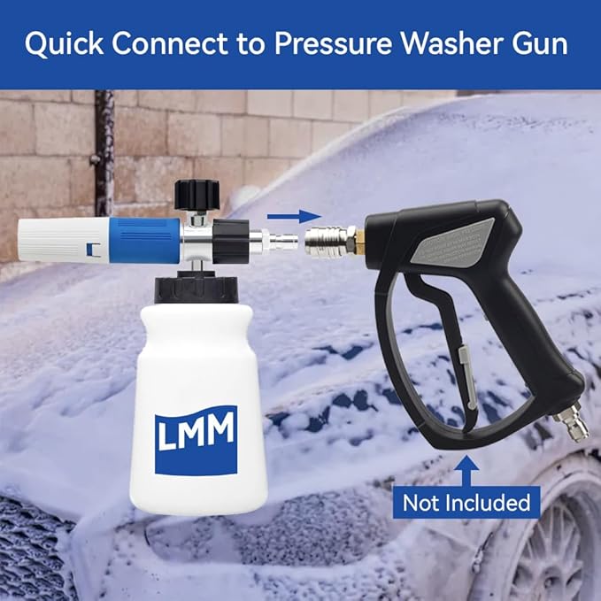 Foam Cannon LMM V2.0 for Pressure Washer with 1/4 Inch Quick Connector Snow Foam Lance for Car Washing with Adjustable Thick Foam