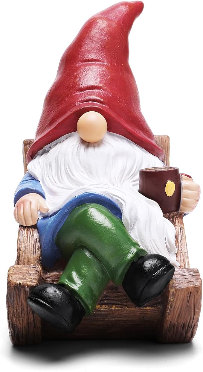 Solar Garden Gnomes Outdoor Statue with Solar Lights,7.1“ Figurine Lights Solar Garden Yard Decorations Outdoor Decorations for Patio,Yard,Lawn Ornament,Mom Gift Unique Housewarming Gifts