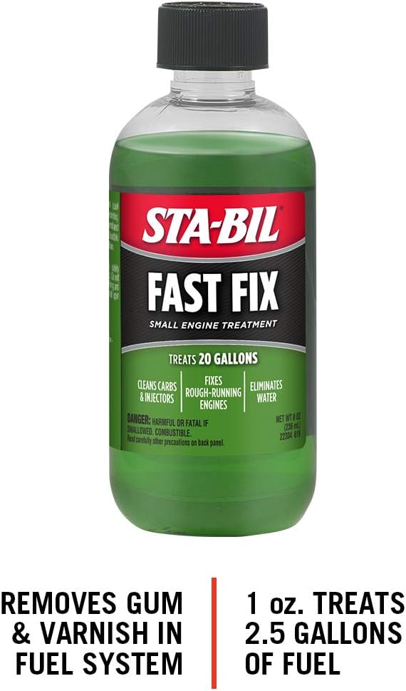 STA-BIL Fast Fix - Small Engine Treatment, Cleans Carburetors and Injectors, Fixes Rough Running Engines, Eliminates Water, Treats Up to 20 Gallons, 8oz (22304), Green (Pack of 2)