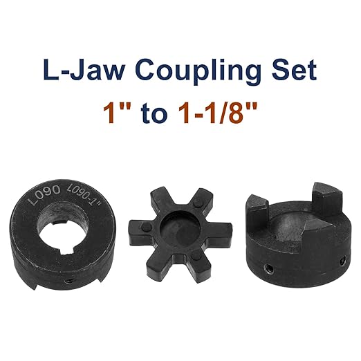 uxcell 1" to 1-1/8" L090 Flexible 3-Piece L-Jaw Coupling Coupler Set & Buna-N NBR Rubber Spider for Log Splitter Hybrid Equipment