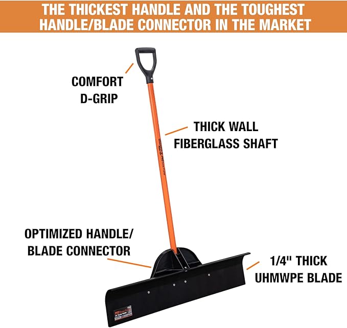 Buyers Products 9001036 36 in. Wide Snow Pusher Shovel Plow Blade for Driveways, Sidewalks, Hockey Rinks, Residential & Commercial Applications, Doorways & Decks