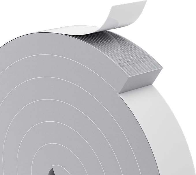 1"×2" EVA Foam Strips with Adhesive Weather Stripping Tape Larger Foam Weather Stripping Strip for Large Gap Insulation (1"×2",13FT,Grey)