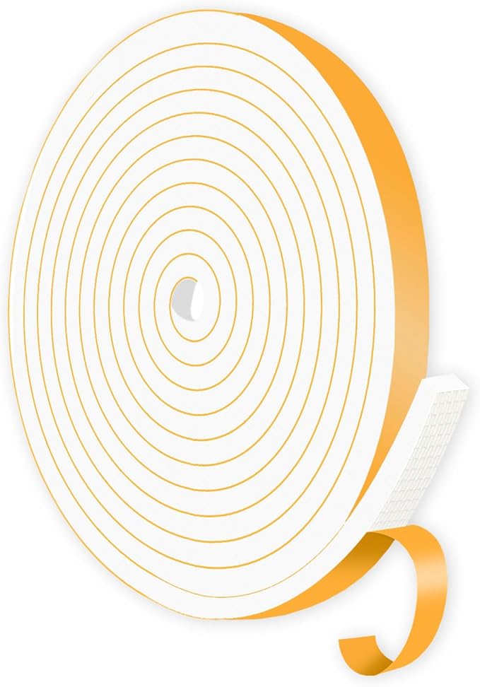 Weather Stripping Door Seal,Weather Stripping,Soundproof,Cold Insulation,High Density CR Foam Insulation Tape for Door, Front Door Frame, Windows,White (White,1/2 in x 1/4 in x 13Ft)