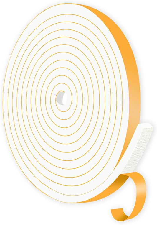 Weather Stripping Door Seal,Weather Stripping,Soundproof,Cold Insulation,High Density CR Foam Insulation Tape for Door, Front Door Frame, Windows,White (White,1/2 in x 1/4 in x 13Ft)