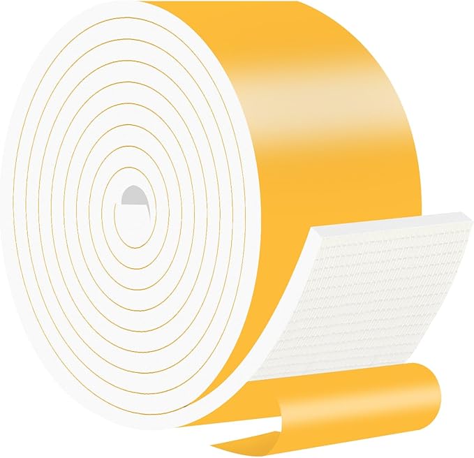 Weather Stripping Door Seal,Weather Stripping,Soundproof,Cold Insulation,High Density CR Foam Insulation Tape for Door,Windows (White, 3 in x 1/4 in x 10Ft)