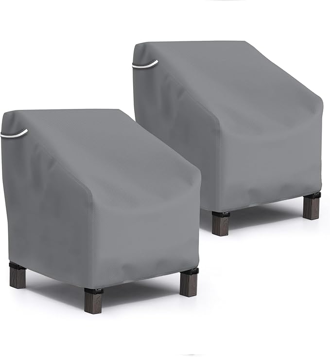 STARTWO Patio Outdoor Chair Covers 2 Pack, Outdoor Furniture Covers Waterproof adapter for Lawn Lounge Seat, Wicker, Swivel, Adirondack,Rocking Chairs,33W x 35D x 38.5H inch,Grey