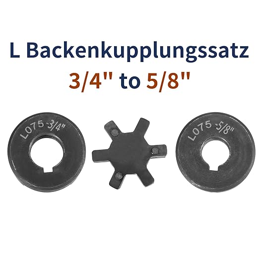uxcell 3/4" to 5/8" L075 Flexible 3-Piece L-Jaw Coupling Coupler Set & Buna-N NBR Rubber Spider for Log Splitter Hybrid Equipment
