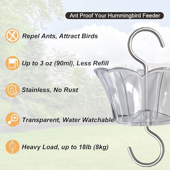Ant Moat for Hummingbird Feeder - 3 OZ x 2 Pack Clear Insect Guard with Large Capacity