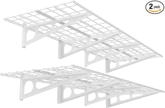 FLEXIMOUNTS 2-Pack 2x6ft 24-inch-by-72-inch Wall Shelf Garage Storage Rack Floating Shelves, 1200 lbs Load Capacity, White