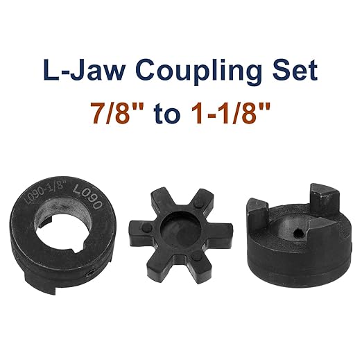 uxcell 7/8" to 1-1/8" L090 Flexible 3-Piece L-Jaw Coupling Coupler Set & Buna-N NBR Rubber Spider for Log Splitter Hybrid Equipment