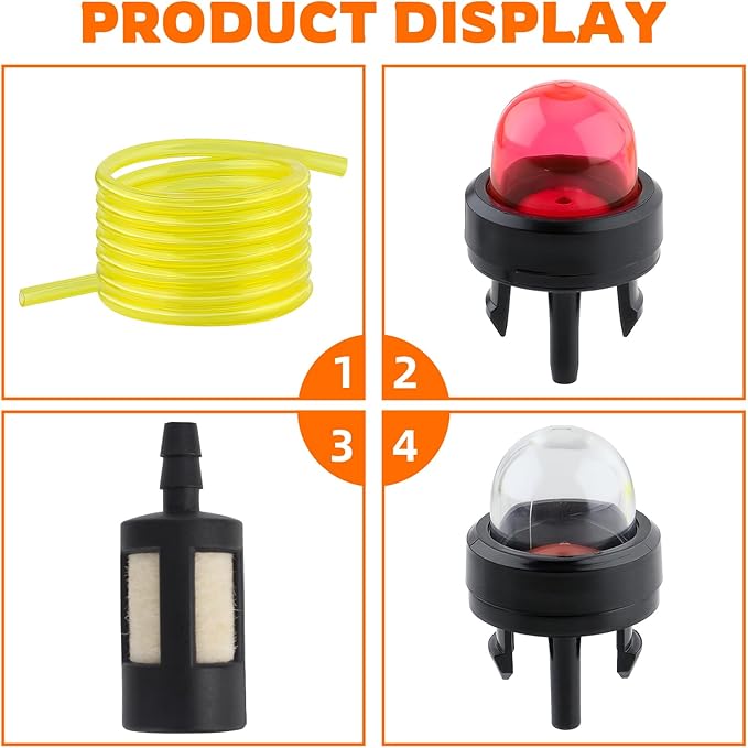 4 Size 4 Feet Long Small Engine fuel line hose, 530095646 Fuel filters, ZF-1 Fuel filters, Snap in Primer Bulb, 188-12 Primer Bulb, Carburetor Adjustment Tool