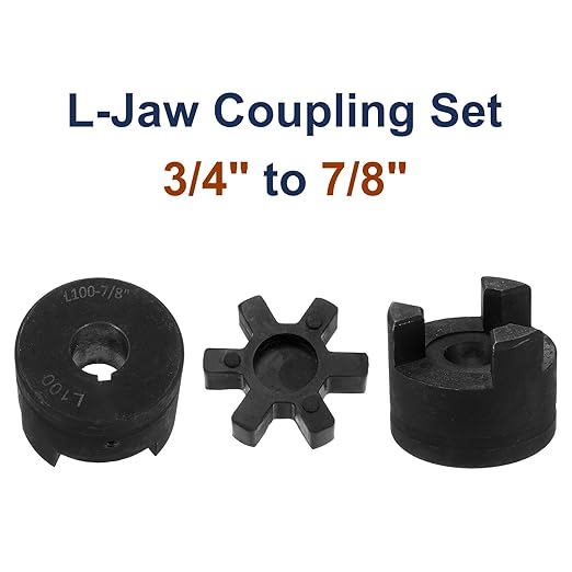 uxcell 3/4" to 7/8" L100 Flexible 3-Piece L-Jaw Coupling Coupler Set & Buna-N NBR Rubber Spider for Log Splitter Hybrid Equipment