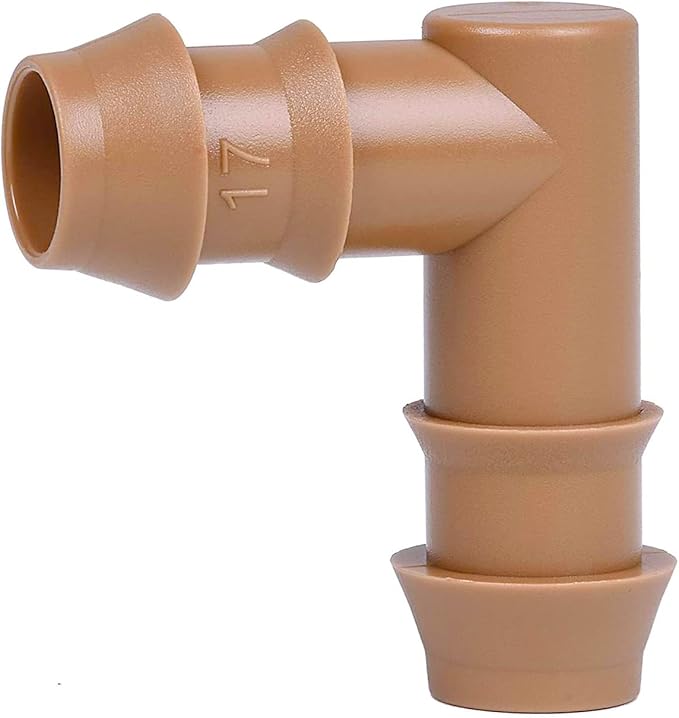 Drip Irrigation Fittings Kit for 1/2" Tubing, 18 Pieces Set Barbed Connectors - 6 Tees, 6 Couplings, 6 Elbows - Drip Line Parts (17mm .600" ID) Half Inch for Garden Sprinkler Systems