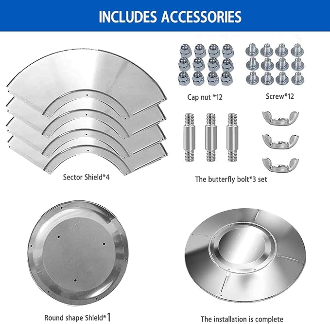 Patio Heater Reflector Shield, Propane Outdoor Heaters Replacement Part Reflector Shield Top Dome Acssories for Outdoor Heaters Dome 33 Inch Round (3-Hole Mount) (Reflector Shield)
