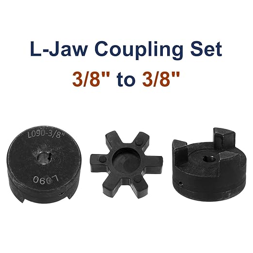 uxcell 3/8" to 3/8" L090 Flexible 3-Piece L-Jaw Coupling Coupler Set & Buna-N NBR Rubber Spider for Log Splitter Hybrid Equipment