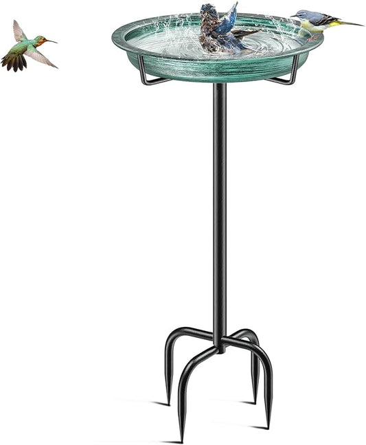 Freestanding Birdbaths Bowl Outdoor, Free Standing Garden Bird Bath Bird Feeder Bowl, Detachable Decoration Spa Birdfeeder for Garden Patio Yard Lawn
