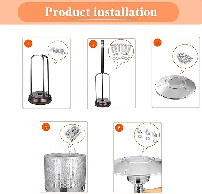 Replacement Hardware Bolt & Nut Set for Patio Heater - Propane Outdoor Space Heater Accessories for Round Umbrella Shape Stand-up Pyramid Heaters Heat Kit