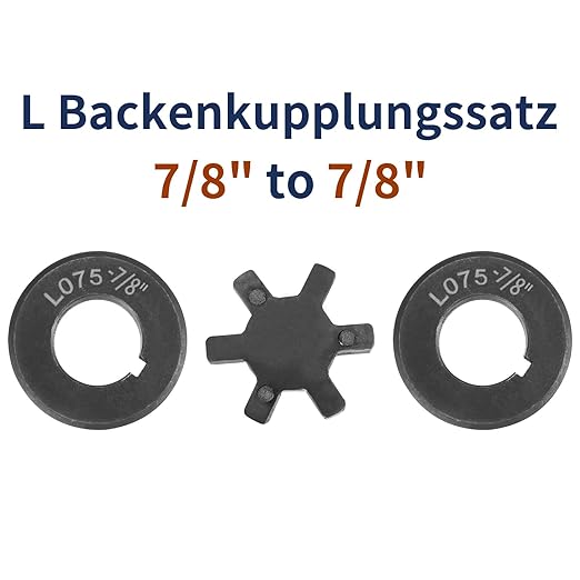 uxcell 7/8" to 7/8" L075 Flexible 3-Piece L-Jaw Coupling Coupler Set & Buna-N NBR Rubber Spider for Log Splitter Hybrid Equipment