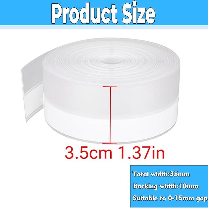 Weather Stripping Door Seal Strip 33 Feet Strip Bottom Draft Insulation Stopper Weatherproof Soundproof for Door Frame or Window Sealer Bathroom Shower Glass Gaps