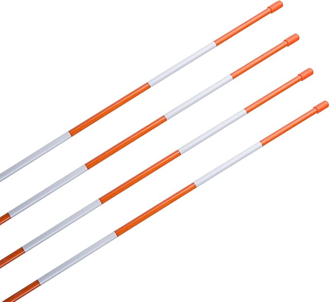 Sunnyglade 50PCS 48 Inch Driveway Marker Set 1/4 Inch Dia Fiberglass Reflective Snow Stakes with Steel Drill Bit & Protection Gloves for Parking Lots, Walkways(50, 1/4 Inch)