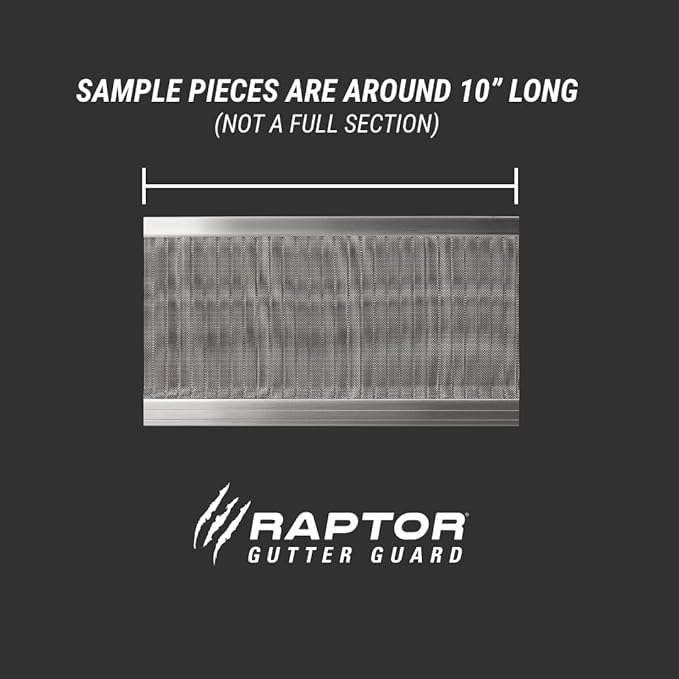 RAPTOR GUTTER GUARD – Contractor Grade Stainless Steel Micro-Mesh Gutter Guard Sample Pack. Standard (5.625 in. x 10 in.) & Super (7.187 in. x 10 in.) Samples (Screws Not Included)