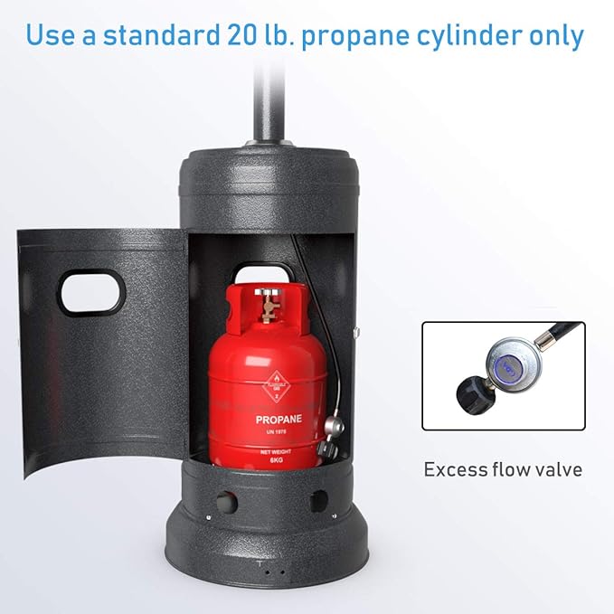 Tangkula 50,000 BTU Propane Patio Heater with Wheels, Outdoor Heaters for Patio with Shelf Tabletop, Stainless Steel Burner, Auto Shut Off & Tip-Over Protection, Portable Patio Heaters for Outdoor Use