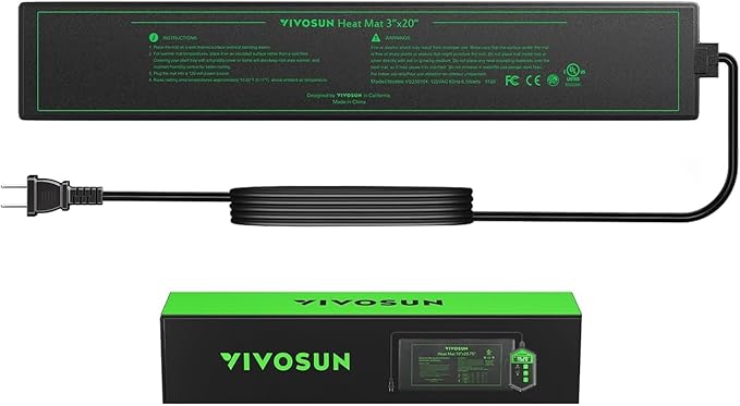 VIVOSUN Durable Waterproof Seedling Heat Mat 3" x 20" UL & MET-Certified Heating Pad for Hydroponic, Kombucha Tea, Brewing, Fermentation & Plant Germination