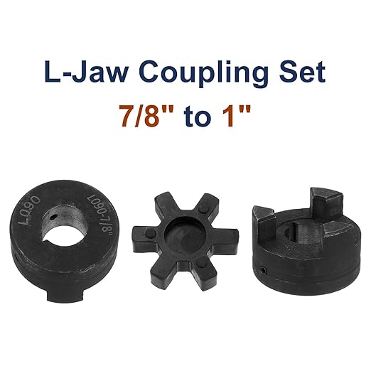 uxcell 7/8" to 1" L090 Flexible 3-Piece L-Jaw Coupling Coupler Set & Buna-N NBR Rubber Spider for Log Splitter Hybrid Equipment