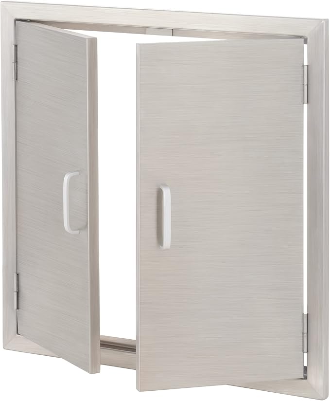 CO-Z Outdoor Kitchen Doors, 24" W x 24" H Weatherproof Built in 304 Stainless Steel Double Access Doors for Outside Kitchen Commercial BBQ Island Grilling Barbeque Oven Grill Storage Cabinet Door
