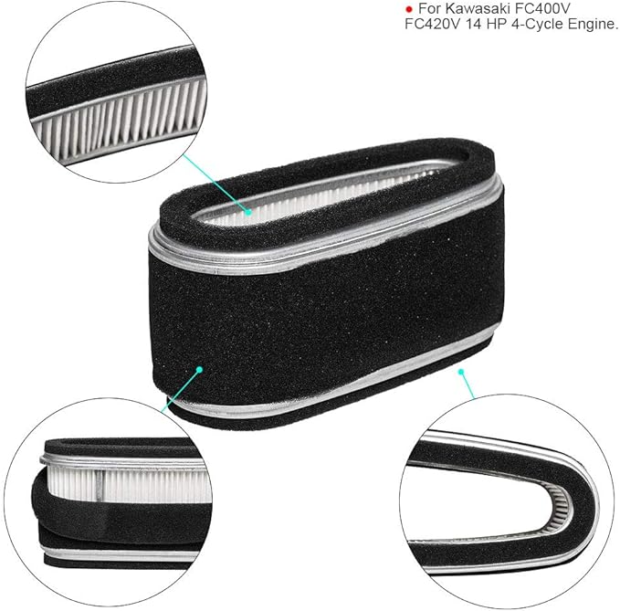 HIFROM 11013-2110 Air Filter Pre Filter 49065-7010 Oil Filter Spark Plug Fuel Filter Shut Off Valve Tune Up Kit Compatible with Kawasaki FC420 14 HP 4-Cycle Engine Lawn Mower Engine Maintenance Kit