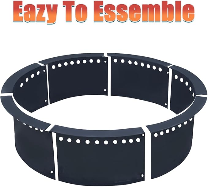 SoulMate Outdoor 35-Inch Outer/31-Inch Inner Fire Pit Ring Smokeless,Duty Solid Metal Steel Round Firepit Rim Insert for DIY Fire Pits, Outdoor Above or In-Ground, Camping Garden Patio Backyard.