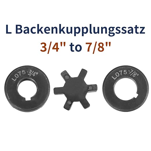 uxcell 3/4" to 7/8" L075 Flexible 3-Piece L-Jaw Coupling Coupler Set & Buna-N NBR Rubber Spider for Log Splitter Hybrid Equipment