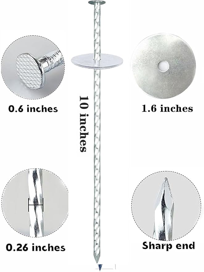 10 Inch Landscape Stakes, Galvanized Metal Garden Stakes, Landscape Edging Anchoring Spikes Stakes, Camping Stakes Tent Pegs for Artificial Turf, Paver Edging, Weed Barrier (40 Pack)